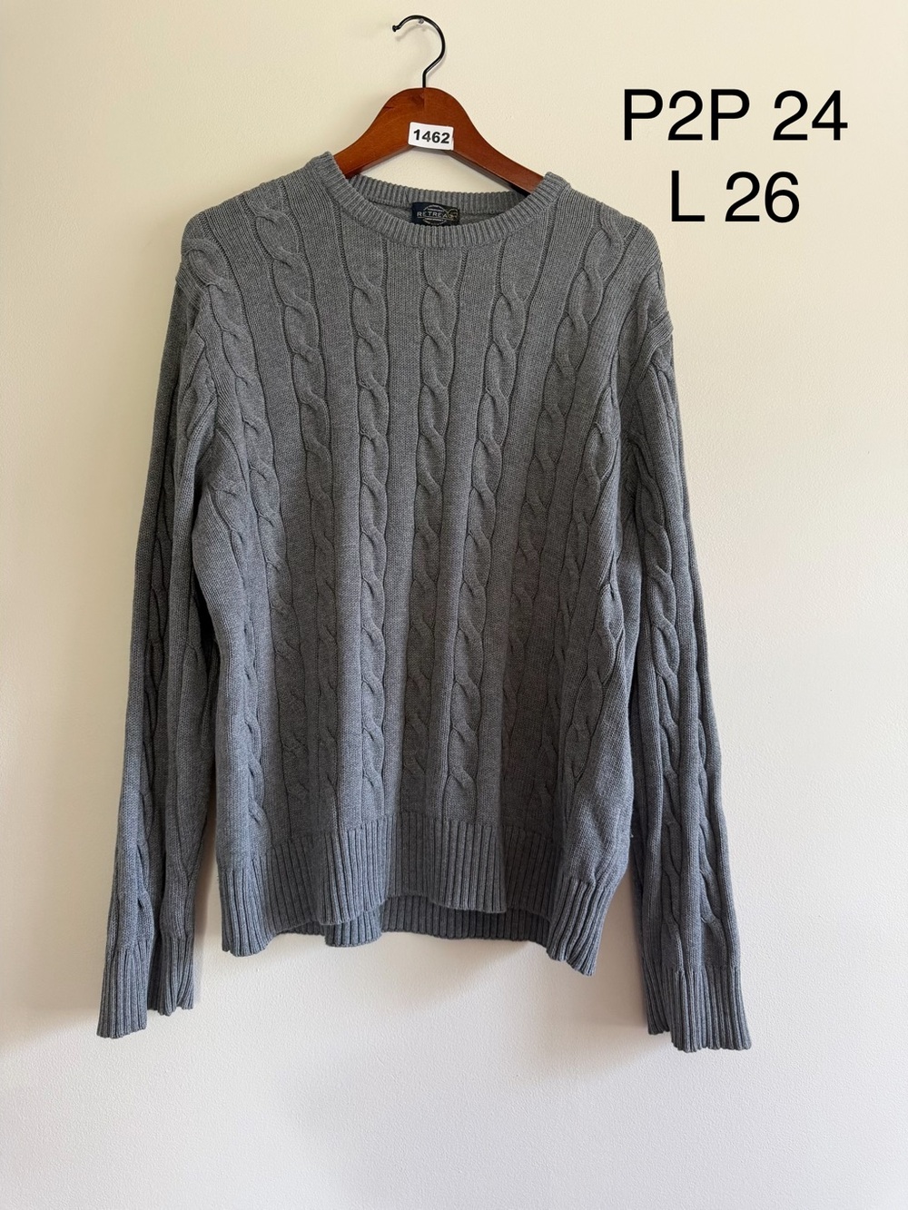 Retreat 100% Cotton Cable Knit Sweater – Size L/G